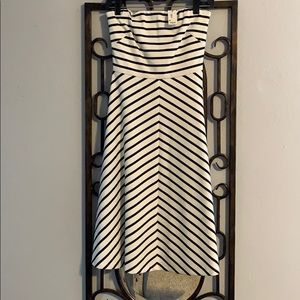 Black & White Striped Strapless Dress